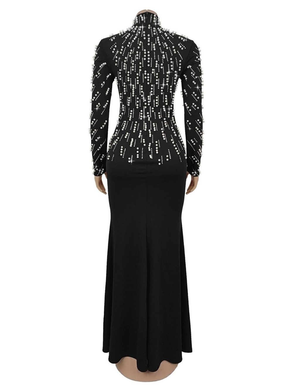 Pearl Detail Mock Neck Maxi Dress - Picture 6 of 9